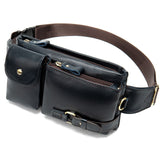 Genuine Leather Waist Packs Men's Waist Bags Fanny Pack Belt Bag Phone Bags Travel Small Waist Bag Leather Mart Lion 9080-darkblue China 