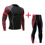 Men's Thermal underwear winter long johns 2 piece Sports suit Compression leggings Quick dry t-shirt long sleeve jogging set Mart Lion Beige XL 
