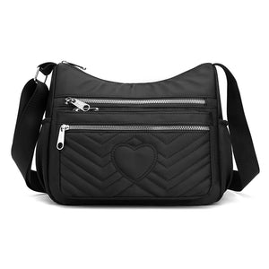 Women Handbags Messenger Bag Washed Nylon Lightweight Waterproof Shoulder Zipper Crossbody Purse Mart Lion Black Large29cmx10cmx24cm 