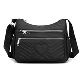 Women Handbags Messenger Bag Washed Nylon Lightweight Waterproof Shoulder Zipper Crossbody Purse Mart Lion Black Large29cmx10cmx24cm 