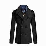 Men's Wool Overcoat Long Suit Woolen Windbreaker Coat Outer Casual Wear Clothing Mart Lion   