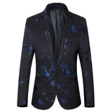 Men's Luxury Floral Printed Suit Blazer Homme Night Club Stage Wedding Single Breasted Jacket Ternos Masculino Luxo Mart Lion 9911-Black Asian M 45kg-55kg 