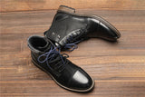 Double Shoelace Men's Boots British Style Ankle Boots With Zipper Mart Lion   