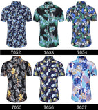 Vintage Designer Shirts For Men's Korean Clothes Floral Printed Slim Short Sleeve Holiday Vacation Hawaiian Shirt Blusas