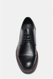  Genuine Leather Men's Derby Shoes Thick Sole Casual Black Mart Lion - Mart Lion