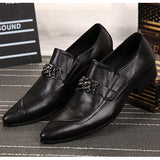 Summer Men Youth Office Elegant Pointed toe Leather shoes British formal Wedding Mart Lion Black 36 