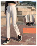  Women's High Waist Stretch White Jeans Vintage Straight Wide Leg Nine Points Denim Pants Female Mart Lion - Mart Lion