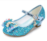 Children Princess Sandals Kids Girls Wedding Shoes High Heels Dress Bowtie Gold Leather Girls Casual Mart Lion Blue 1 