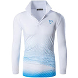Jeansian Men's Outdoor Tshirt Beach Dry Fit Long Sleeve Golf Tennis Bowling Shirts Tops White Mart Lion LA300-WhiteBlue US M(Label L) China