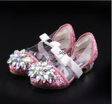 Cinderella Crystal Bright Diamond Shoes Girl Princess Single Performance High Heels Mart Lion Pink 1 