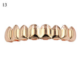 Hip Hop Gold Teeth Grillz Set Top Bottom Tooth Grills Dental Mouth Punk Teeth Caps Cosplay Party Rapper Jewelry Hot MartLion top 3  