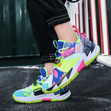 Designer Colorful Men's Running Shoes Printed High Top Cool Sports Platform Street Sneakers Comfort Unisex Mart Lion   
