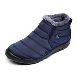 Men's Snow Boots Ankle Winter Unisex Couples Solid Color Plush Inside Anti Skid Bottom Warm Mart Lion Men Blue 37 