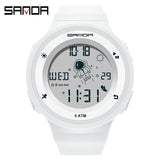 Trend Sports Women Digital Watches Casual Waterproof LED Digital Watch Female Wristwatches Clock Mart Lion White  