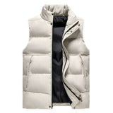 Winter Men's Sleeveless Jacket Big Khaki Vest Autumn Casual Warm Thick Coats Male Cotton-Padded Waistcoat Vest Mart Lion Khaki M 