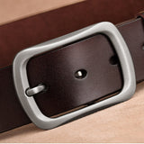  Real Cow Genuine Leather Belt Men's Cowboy Cowskin Pin Buckle Waist Belts for Jeans Mart Lion - Mart Lion