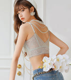  Lace Bra Back No Wire Brassiere Seamless Bras for Women Backless Bralette Push Up Top Floral Underwear Girl Thin Cup Mart Lion - Mart Lion