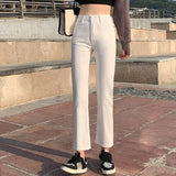 Women's High Waist Stretch White Jeans Vintage Straight Wide Leg Nine Points Denim Pants Female Mart Lion White Asia 25 China