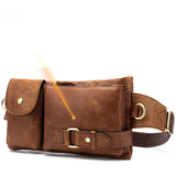 Genuine Leather Waist Packs Men's Waist Bags Fanny Pack Belt Bag Phone Bags Travel Small Waist Bag Leather Mart Lion 9080-moshabrownlaser China 