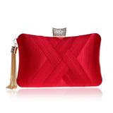 women evening bags tassel ladies clutch purse shoulder chain wedding party handbags Mart Lion YM1185red  