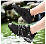 Men's Soft Hiking Shoes Summer Breathable Mesh Sneakers Light Black Hike Footwear Walking Shoes Outdoor Shoes Climbing Shoes Male