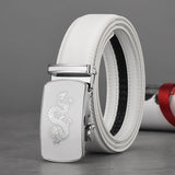 White Belt Men's Automatic Buckle Cowhide Leather Belt Casual All-Match Authentic Korean Version Of The Trend Mart Lion   