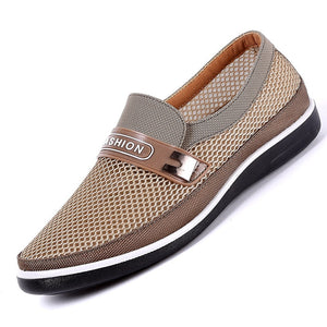 Summer Mesh Shoes Men's Slip-On Flat Sapatos Hollow Out Father Casual Moccasins Basic Espadrille Mart Lion   