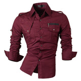 Jeansian Men's Casual Dress Shirts Desinger Stylish Long Sleeve WineRed