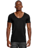 Scoop Deep V Neck T Shirt for Men's Low Cut Vneck Wide Vee Top Tees Invisible Undershirt Slim Fit Short Sleeve Mart Lion Black S 