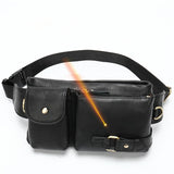Genuine Leather Waist Packs Men's Waist Bags Fanny Pack Belt Bag Phone Bags Travel Small Waist Bag Leather Mart Lion 9080-black-laser China 