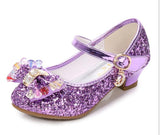 Children Princess Sandals Kids Girls Wedding Shoes High Heels Dress Bowtie Gold Leather Girls Casual Mart Lion Lavender 1 