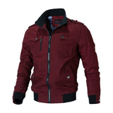 Bomber Jacket Men's Casual Windbreaker Coat Autumn Outwear Stand Slim Military Jacket Men's Mart Lion Red S 