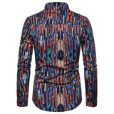 Shirts Men's Dress Casual Abstract Spider Web Print Long Sleeve Camisa Social Gradient Elasticity Mart Lion   