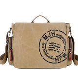 Men's Canvas Shoulder Bags Travel Crossbody Messenger Briefcase Handbag Tote Mart Lion Khaki  