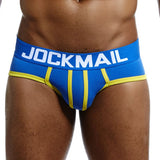Men's Underwear Briefs Jockstrap Pouch Cuecas Cotton Stripe Panties Thongs Underpants Mart Lion JM308BLUE L(30-32inches) 