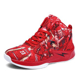 Cartoon Painting Hip hop Basketball Shoes Men's Red Non-slip High top Platform Basketball Sneakers bambas hombre Mart Lion Red M999 38 
