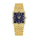 Ladies Watch Stainless Steel Band Diamond Diamond Green Square Dial Gold Mart Lion SB2021102827-3  