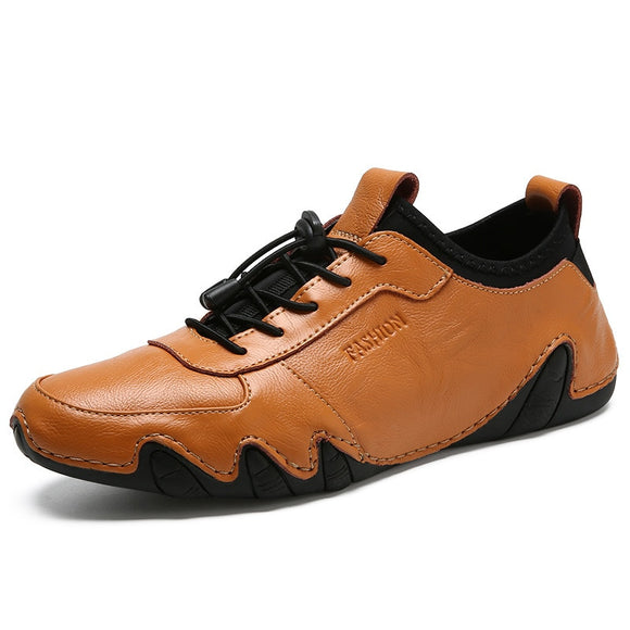  Breathable Genuine Leather Men Shoes Casual Summer Men's Loafers Slip-on Soft Flat Driving Mart Lion - Mart Lion