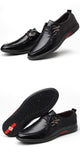 Winter Lace-up Genuine Leather Men Office Dress Flat Loafers Black Shoes Oxford Breathable Formal Wedding Casual Mart Lion   