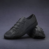 Luxury Low top Men's Vulcanize Shoes Autumn Leather Casual Shoes Korean Breathable Black lace-up Sneaker Mart Lion   