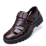 Men's Sandals Genuine Leather Summer Shoes Ventilation Casual Sandals Non-slip Mart Lion   