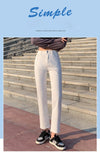  Women's High Waist Stretch White Jeans Vintage Straight Wide Leg Nine Points Denim Pants Female Mart Lion - Mart Lion