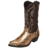 Retro Men's Women Boots Golden Head Snake Skin Faux Leather Winter Embroidered Western Cowboy Unisex Footwear Mart Lion   