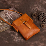Woman bag cowhide small square bag single shoulder slant cell phone bag Mart Lion Orange China 