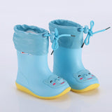 Rain Boots Kids for Girls Waterproof Water Shoes Baby Boys Non-slip Rubber Warm Children Rainboots four Seasons Removable Mart Lion Sky blue PU Mesh 8 