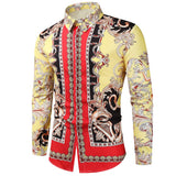 Baroque 3D Print Floral Shirts Men's Long Sleeve Luxury Designer Butterfly Ladybug Chemise Tops Vintage Mart Lion DC556 M 