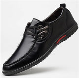 Winter Lace-up Genuine Leather Men Office Dress Flat Loafers Black Shoes Oxford Breathable Formal Wedding Casual Mart Lion Black 38 