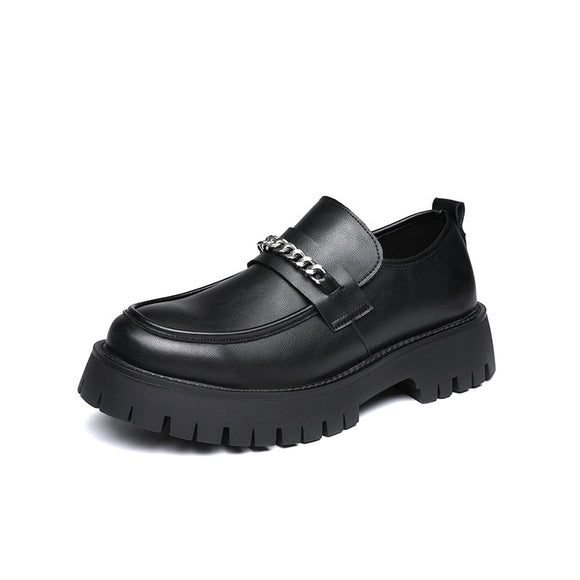 Leather Shoes In Autumn Thick Soled Mart Lion Black 38 