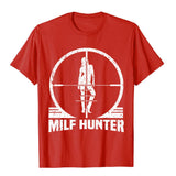 Hunter Funny Adult Humor Joke Men's Who Love Milfs Graphic Cotton T Shirts Students Classic Tops Shirts Cute Europe Mart Lion Cranberry XS 