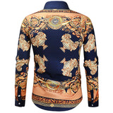 Baroque Royal Shirt Men's Long Sleeve Party Club Dress Shirts Vintage Luxury Floral Print Slim Camisa Social Streetwear Mart Lion   